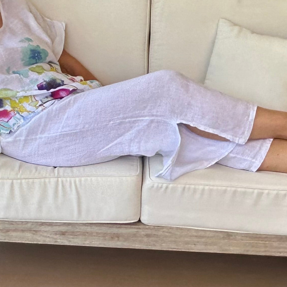 Pantaloni Capri in Lino Flo con Spacco Laterale *PIÙ VENDUTO*