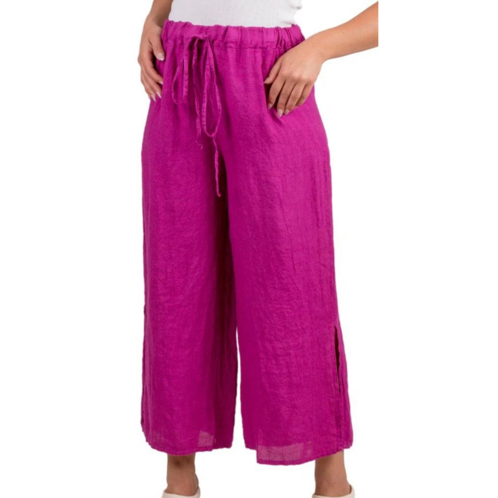 Pantaloni Capri in Lino Flo con Spacco Laterale *PIÙ VENDUTO*
