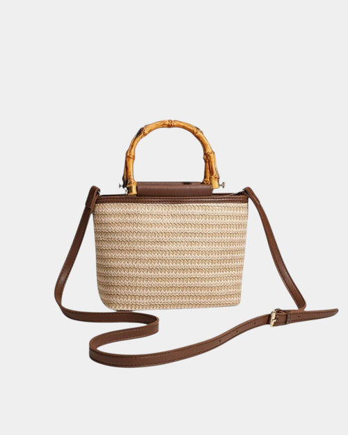 Anselina — Borsa intrecciata con manico bambù Aurea Montiel