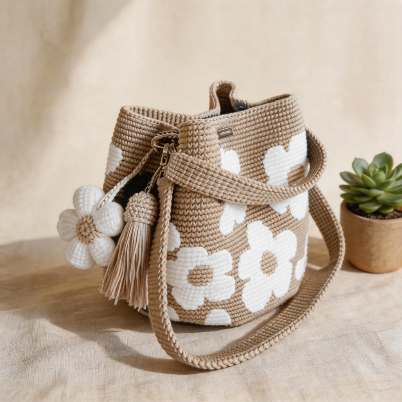 Borsa Tote Floreale Uncinetto Fatta a Mano 🌼✨