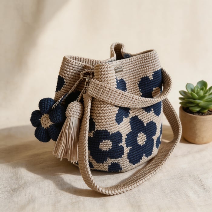 Borsa Tote Floreale Uncinetto Fatta a Mano 🌼✨