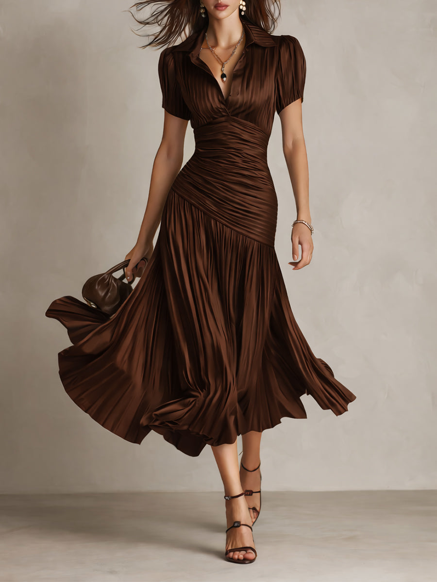 Adriana – Abito Midi in Raso a Righe Rétro – Aurea Montiel