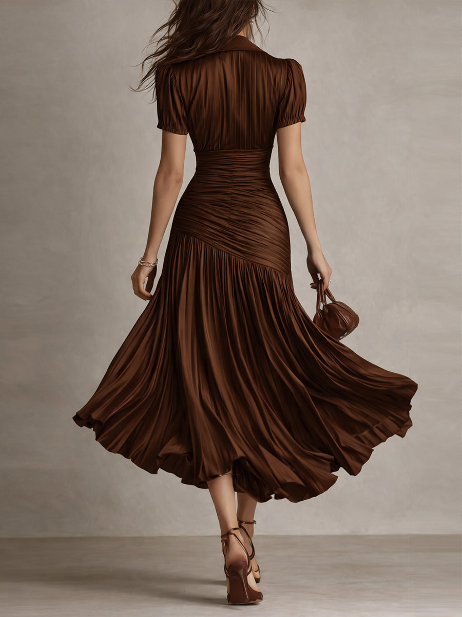 Adriana – Abito Midi in Raso a Righe Rétro – Aurea Montiel