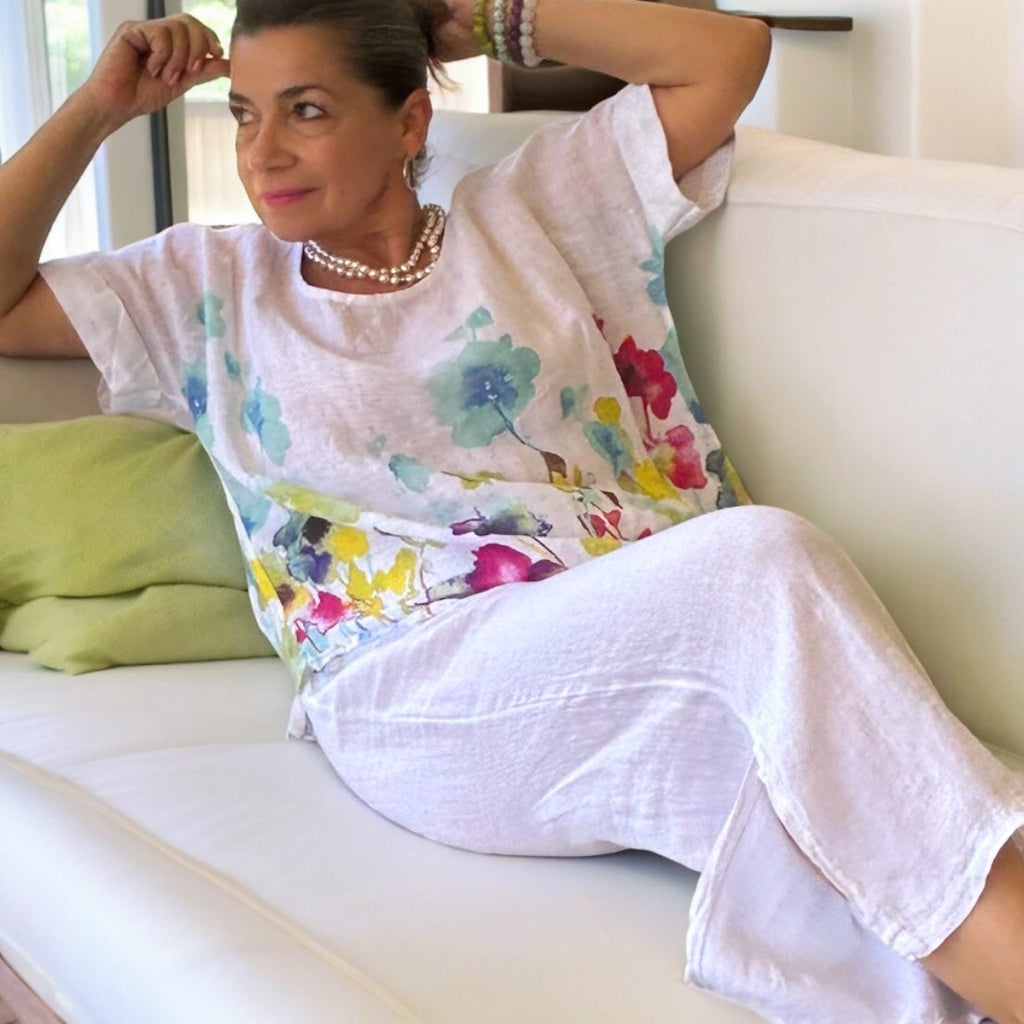 Pantaloni Capri in Lino Flo con Spacco Laterale *PIÙ VENDUTO*