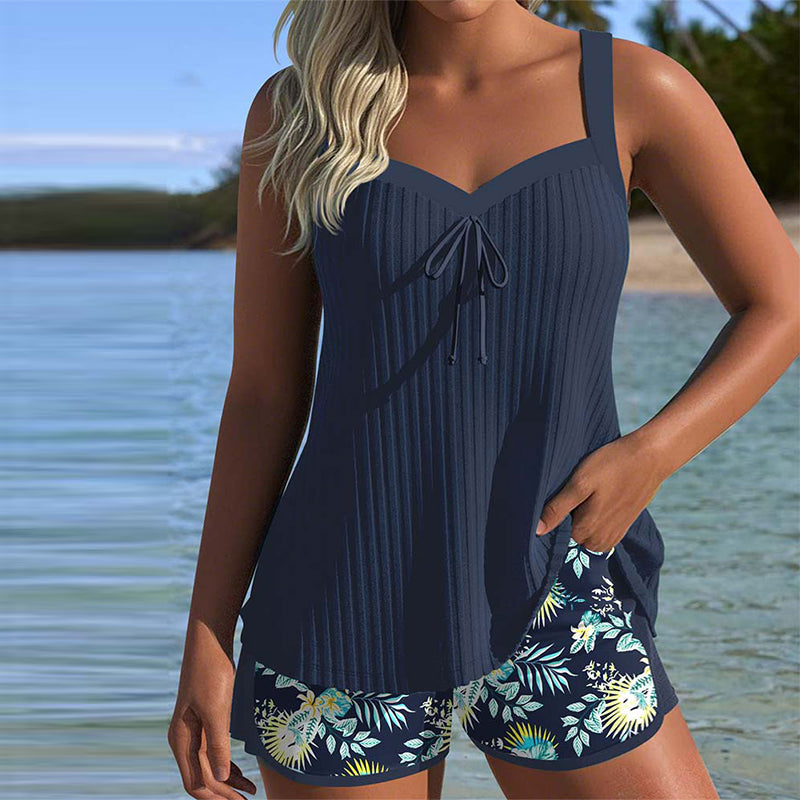 Lana - Tankini a righe con pantaloncini da spiaggia, due pezzi