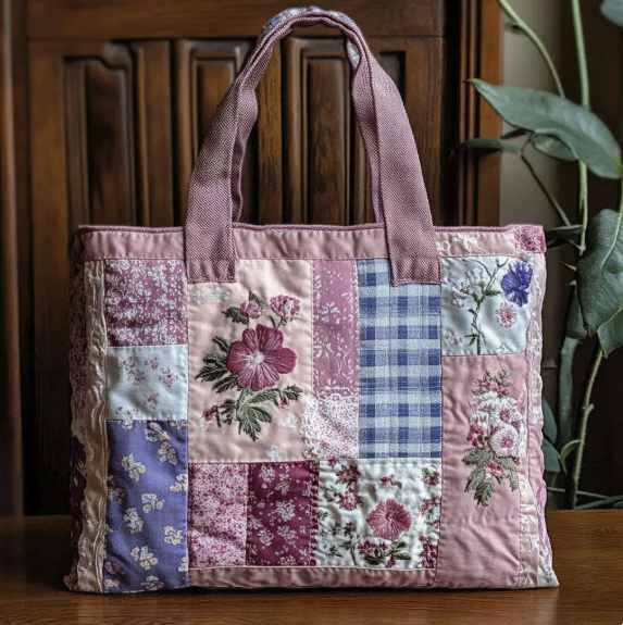 Borsa imbottita realizzata a mano con un mix di fiori