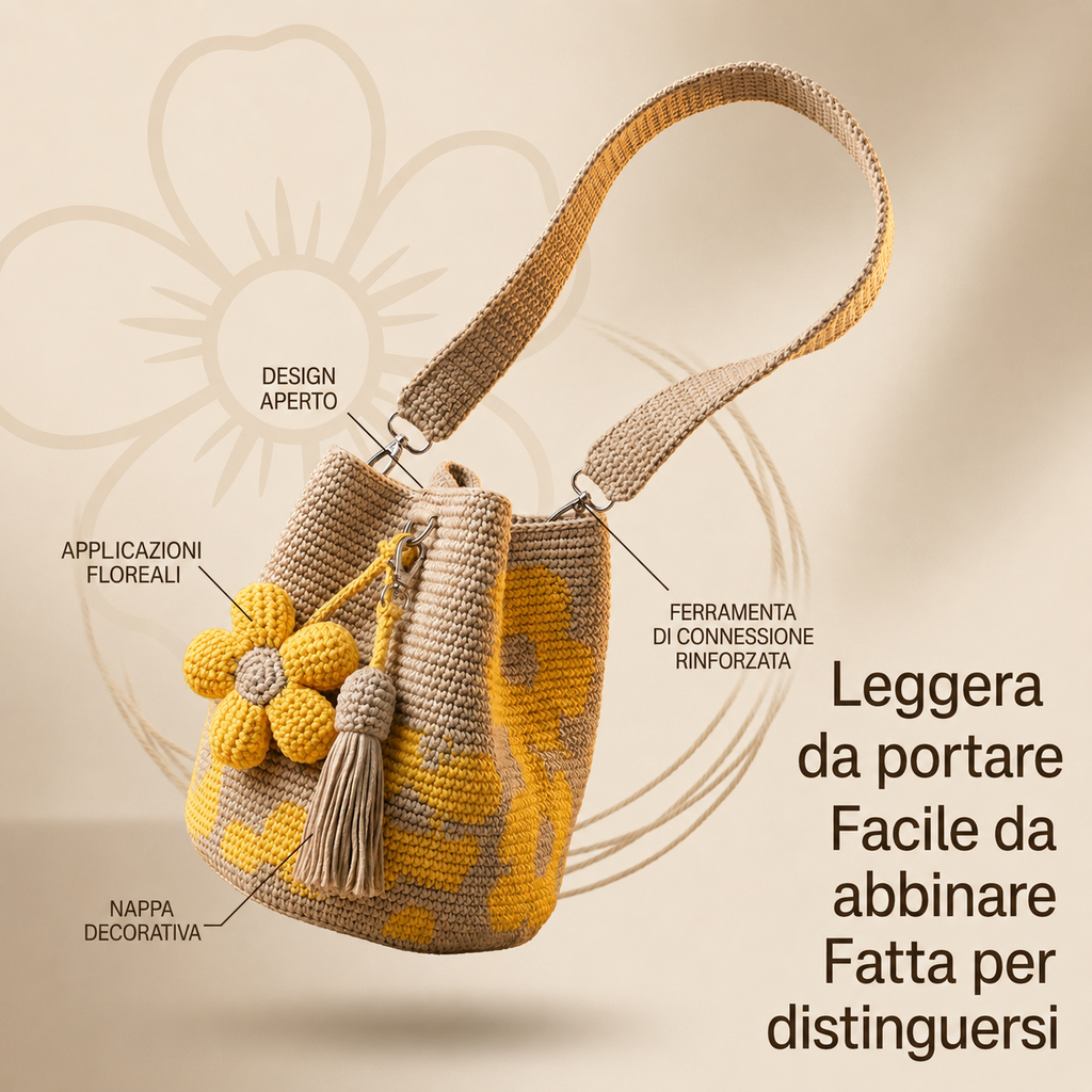 Borsa Tote Floreale Uncinetto Fatta a Mano 🌼✨
