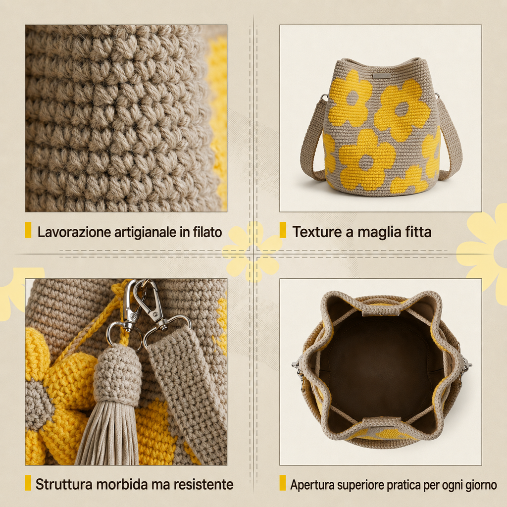 Borsa Tote Floreale Uncinetto Fatta a Mano 🌼✨