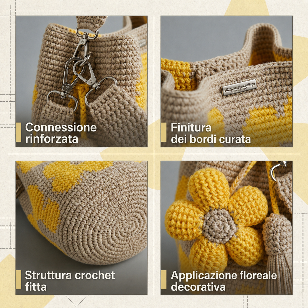 Borsa Tote Floreale Uncinetto Fatta a Mano 🌼✨