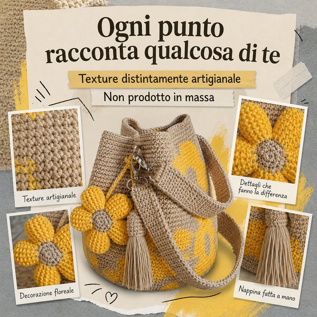 Borsa Tote Floreale Uncinetto Fatta a Mano 🌼✨