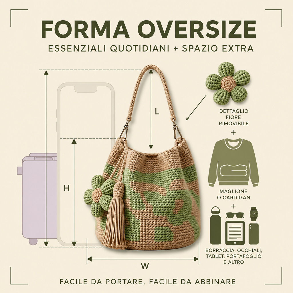 Borsa Tote Floreale Uncinetto Fatta a Mano 🌼✨
