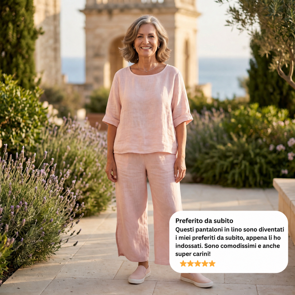 Pantaloni Capri in Lino Flo con Spacco Laterale *PIÙ VENDUTO*