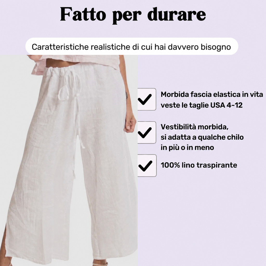 Pantaloni Capri in Lino Flo con Spacco Laterale *PIÙ VENDUTO*