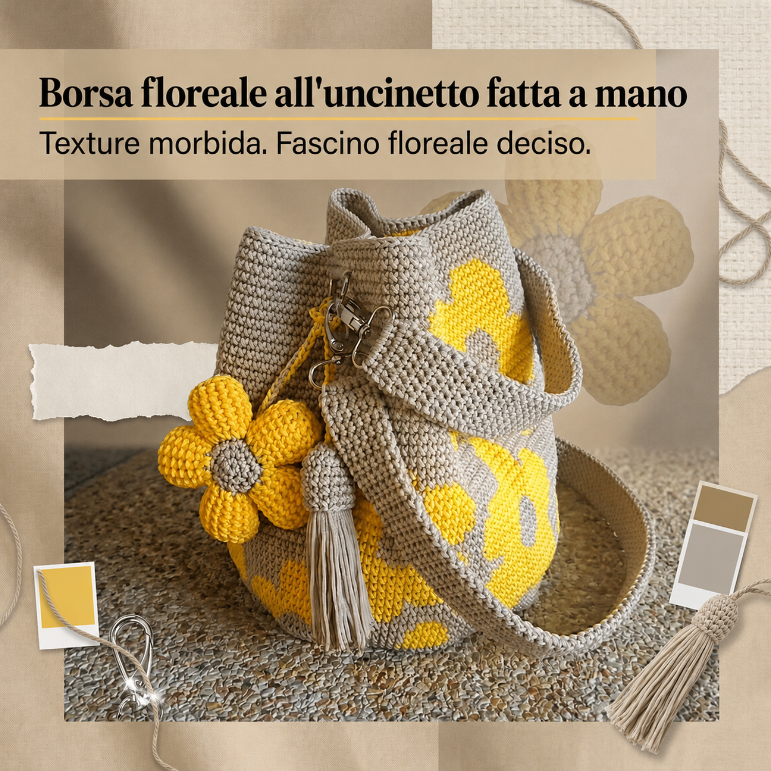 Borsa Tote Floreale Uncinetto Fatta a Mano 🌼✨