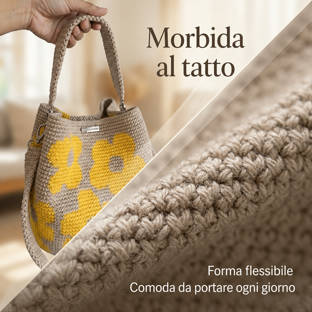 Borsa Tote Floreale Uncinetto Fatta a Mano 🌼✨