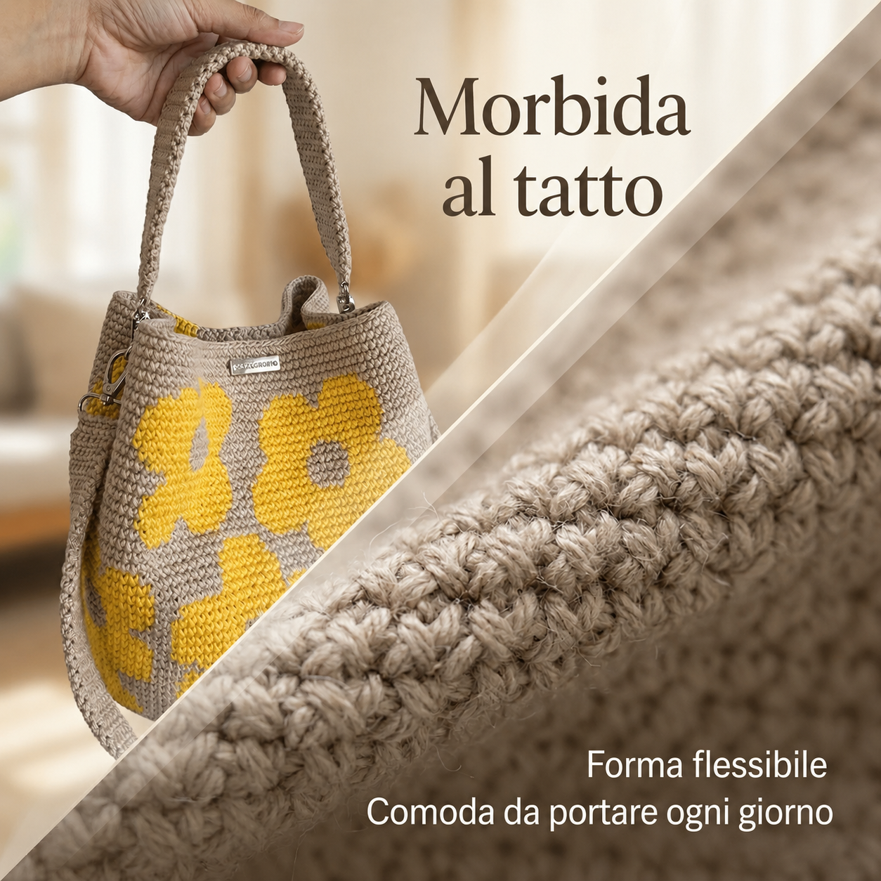 Borsa Tote Floreale Uncinetto Fatta a Mano 🌼✨