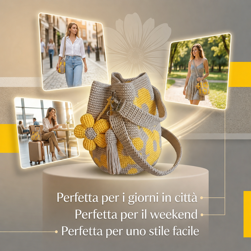 Borsa Tote Floreale Uncinetto Fatta a Mano 🌼✨