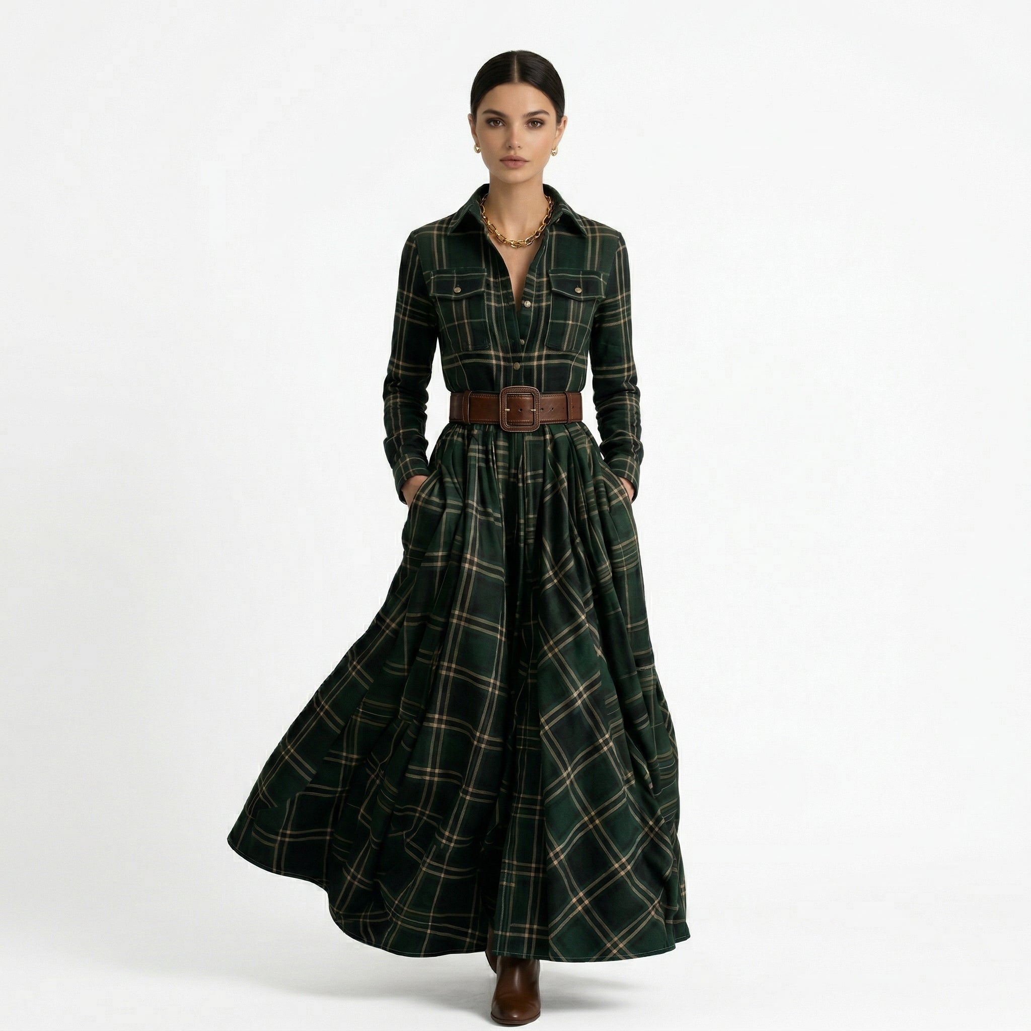 MEREDIT | VESTIDO MAXI CON CINTURÓN