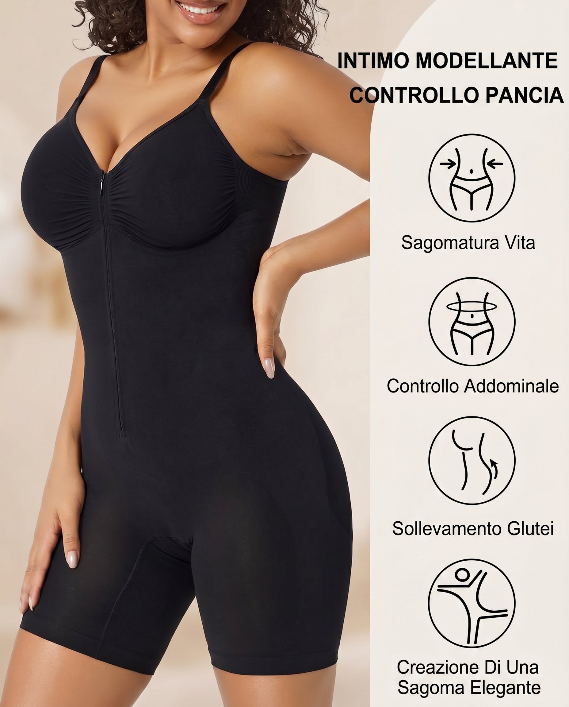 Fascia modellante con effetto snellente e chiusura frontale