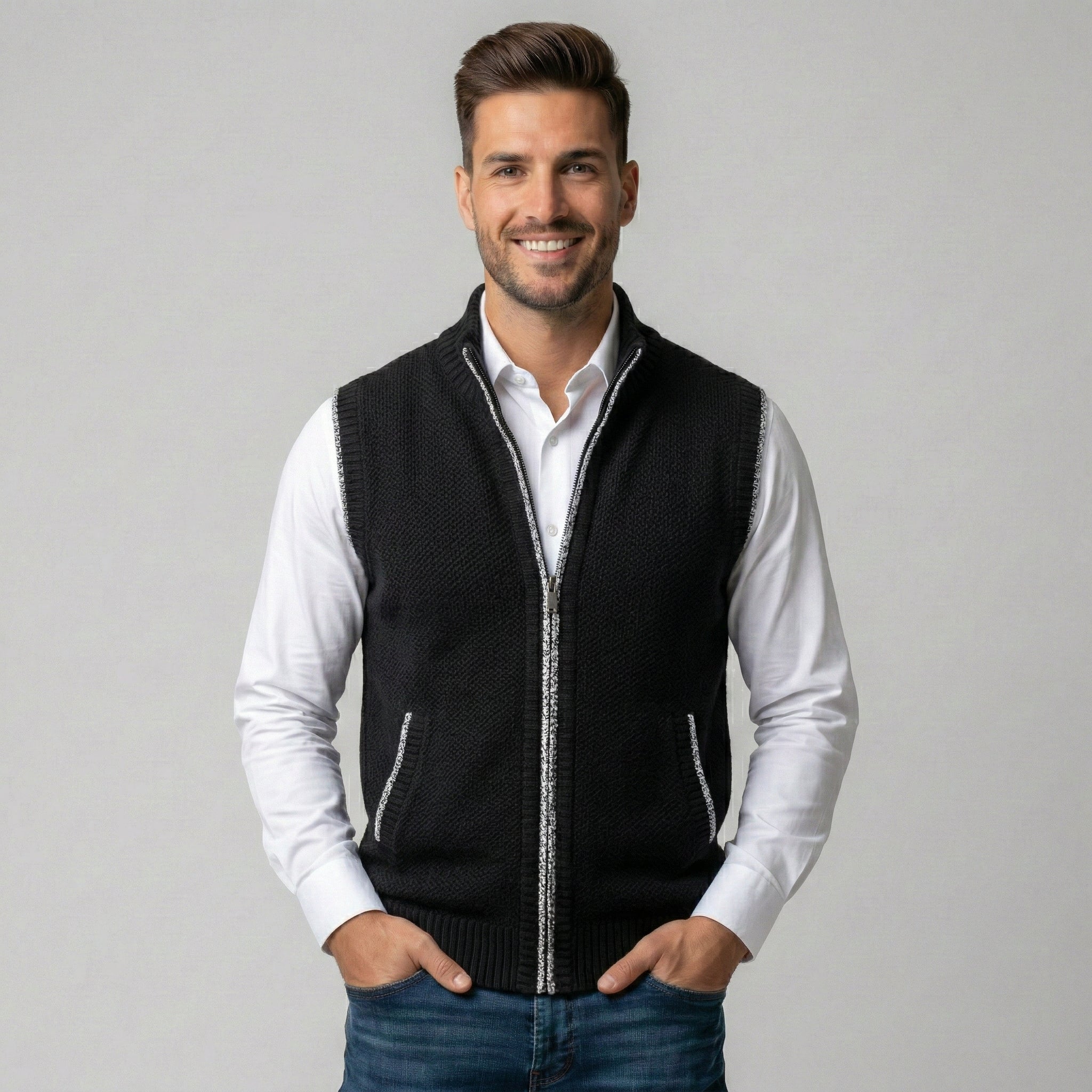 DONATO | CHALECO DE PUNTO CON CREMALLERA