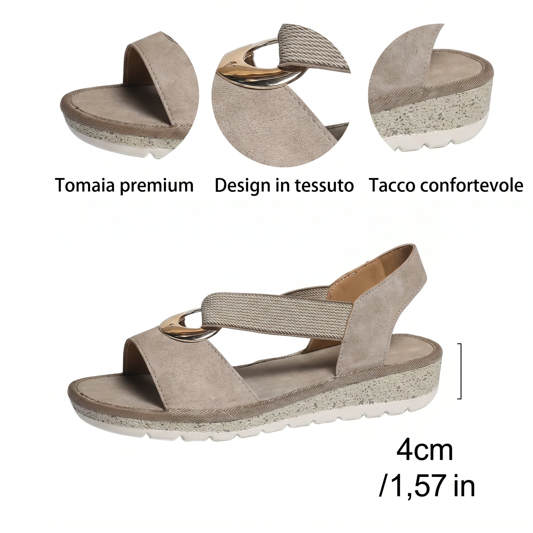 Simone | Sandali Piatti con Fibbia Metallica