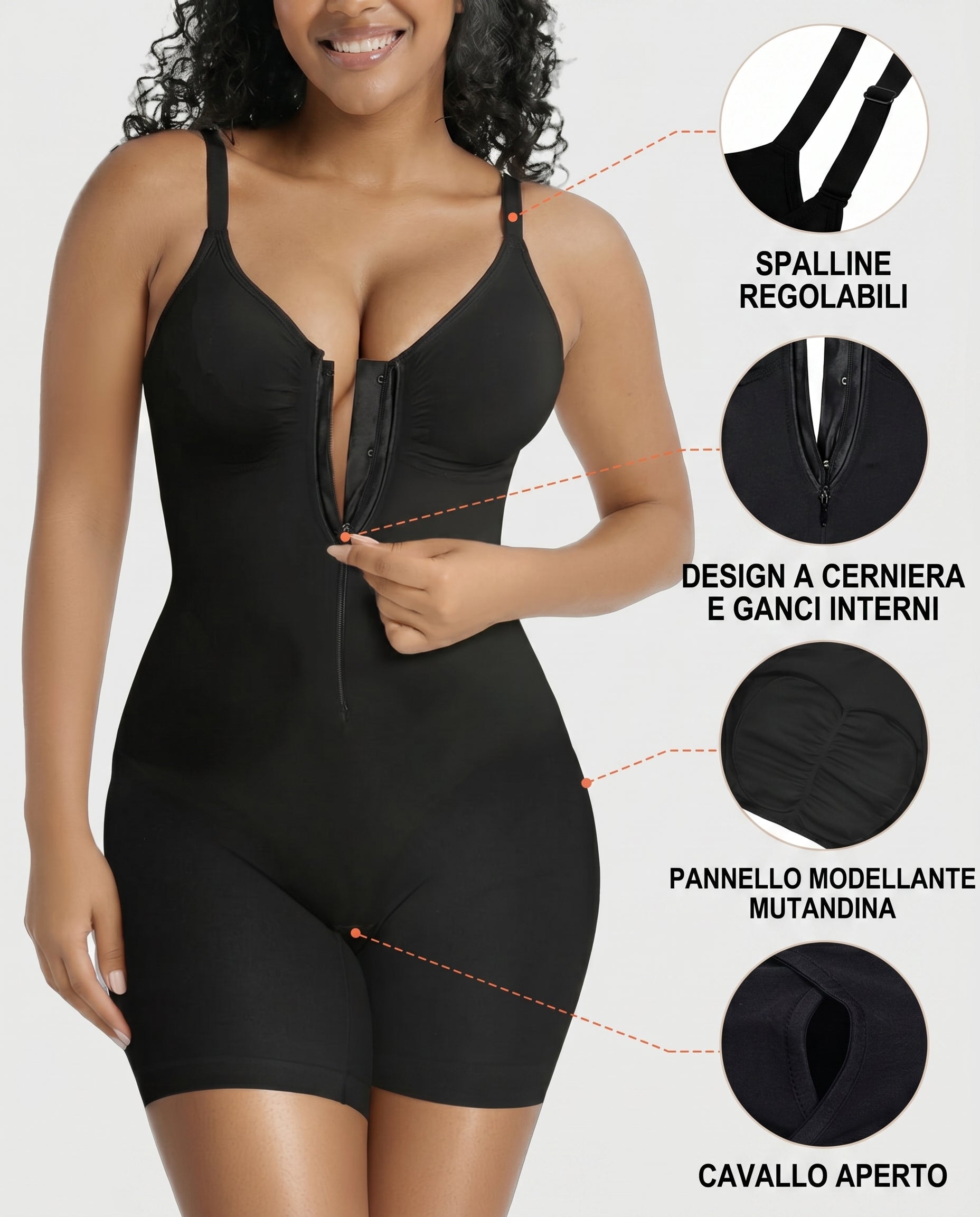 Fascia modellante con effetto snellente e chiusura frontale