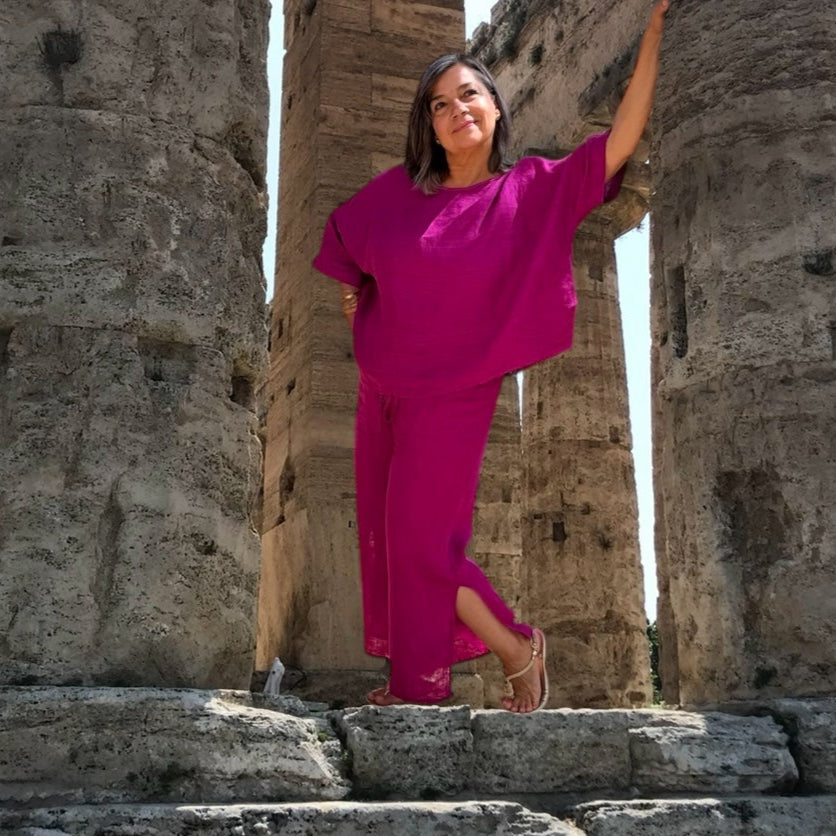 Pantaloni Capri in Lino Flo con Spacco Laterale *PIÙ VENDUTO*