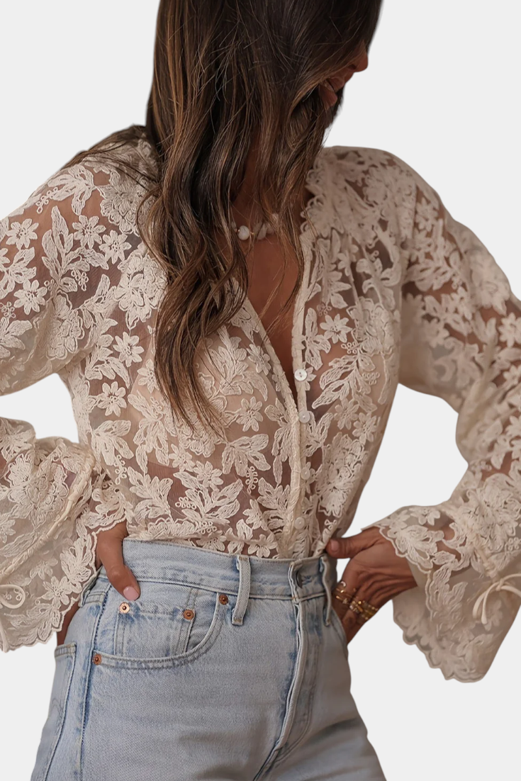 NEREA | BLUSA TRANSPARENTE BORDADA