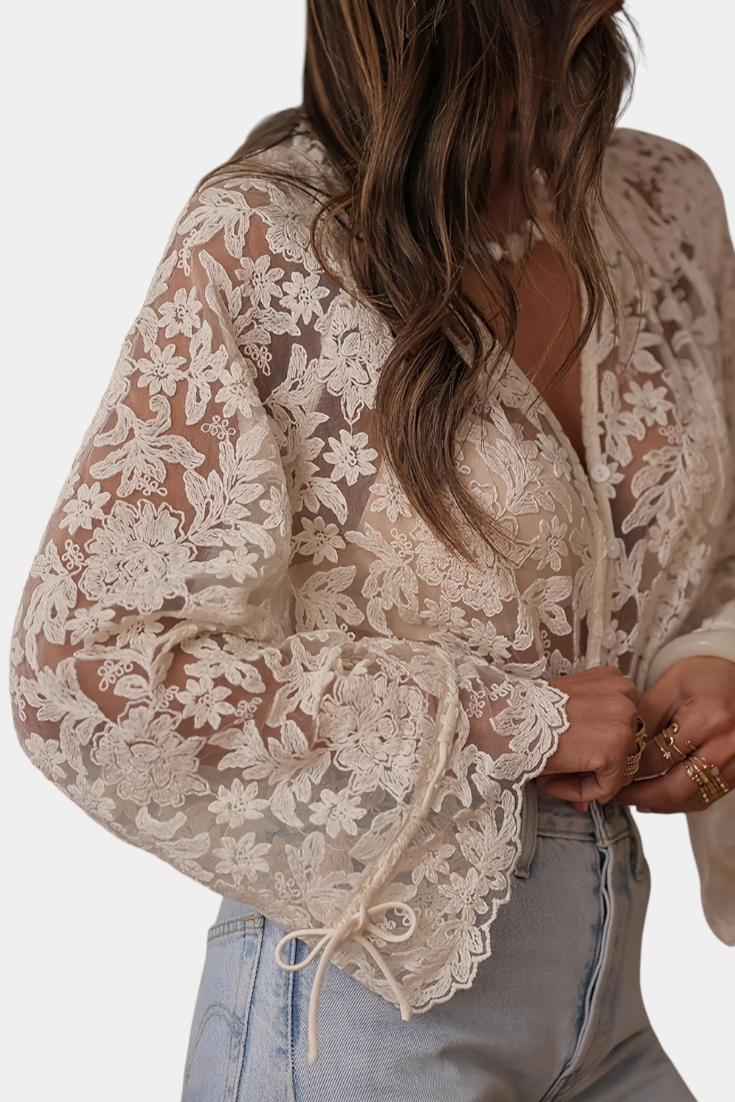 NEREA | BLUSA TRANSPARENTE BORDADA