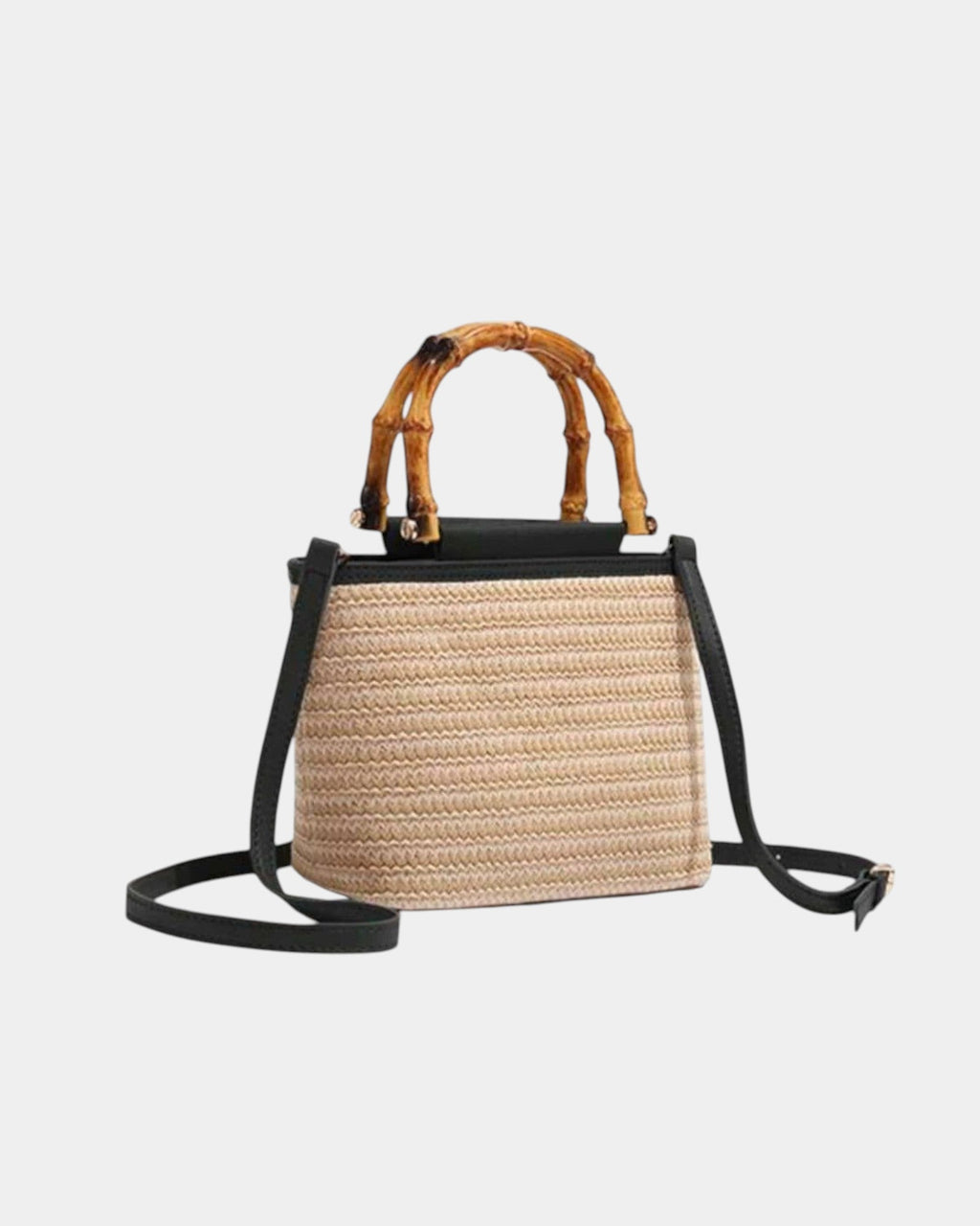 Anselina — Borsa intrecciata con manico bambù Aurea Montiel