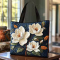 Borsa imbottita realizzata a mano con fiori bianchi