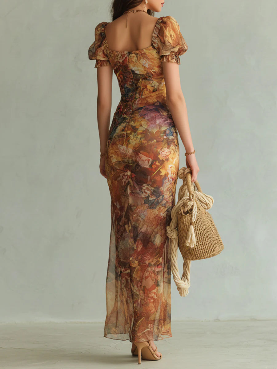 Viola - Abito lungo in chiffon in stile bohémien