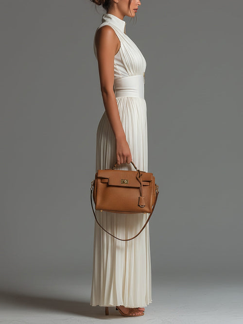 Anna – Tuta in Chiffon Plissettata Bianca – Aurea Montiel