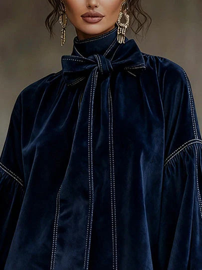 AURORA | VESTIDO DE ANTE CON LAZADA