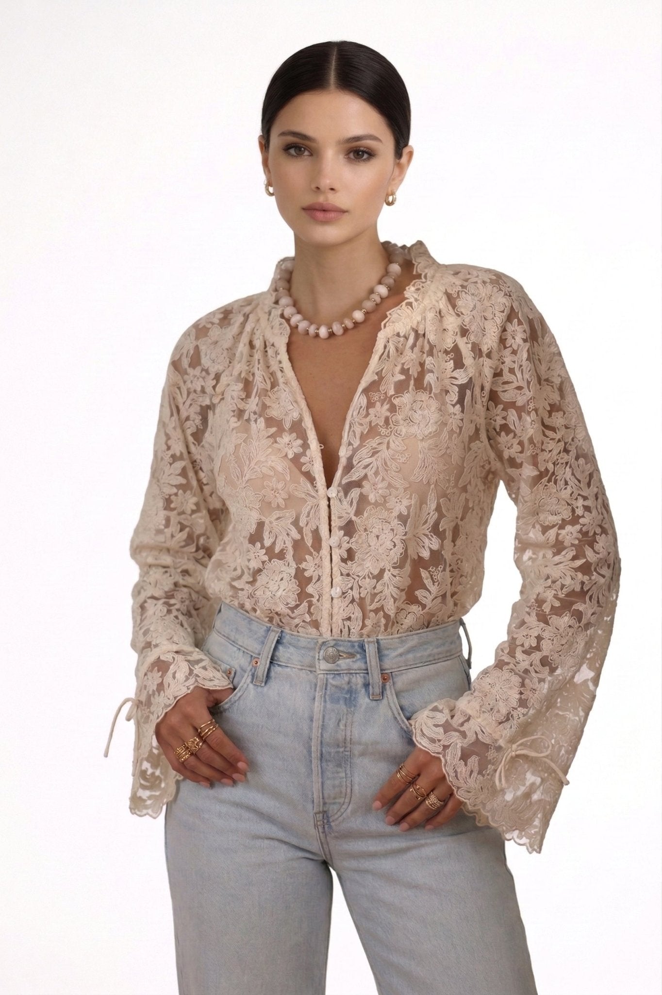 ANTONELLA | BLUSA TRANSPARENTE BORDADA - Aurea Montiel