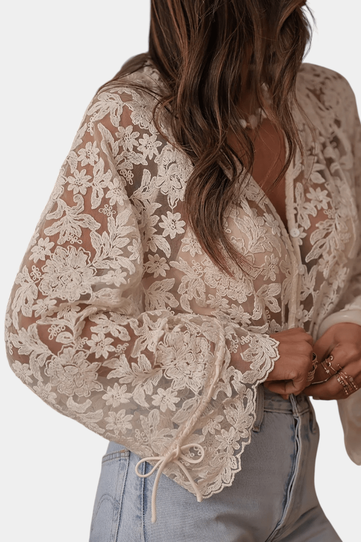ANTONELLA | BLUSA TRANSPARENTE BORDADA - Aurea Montiel