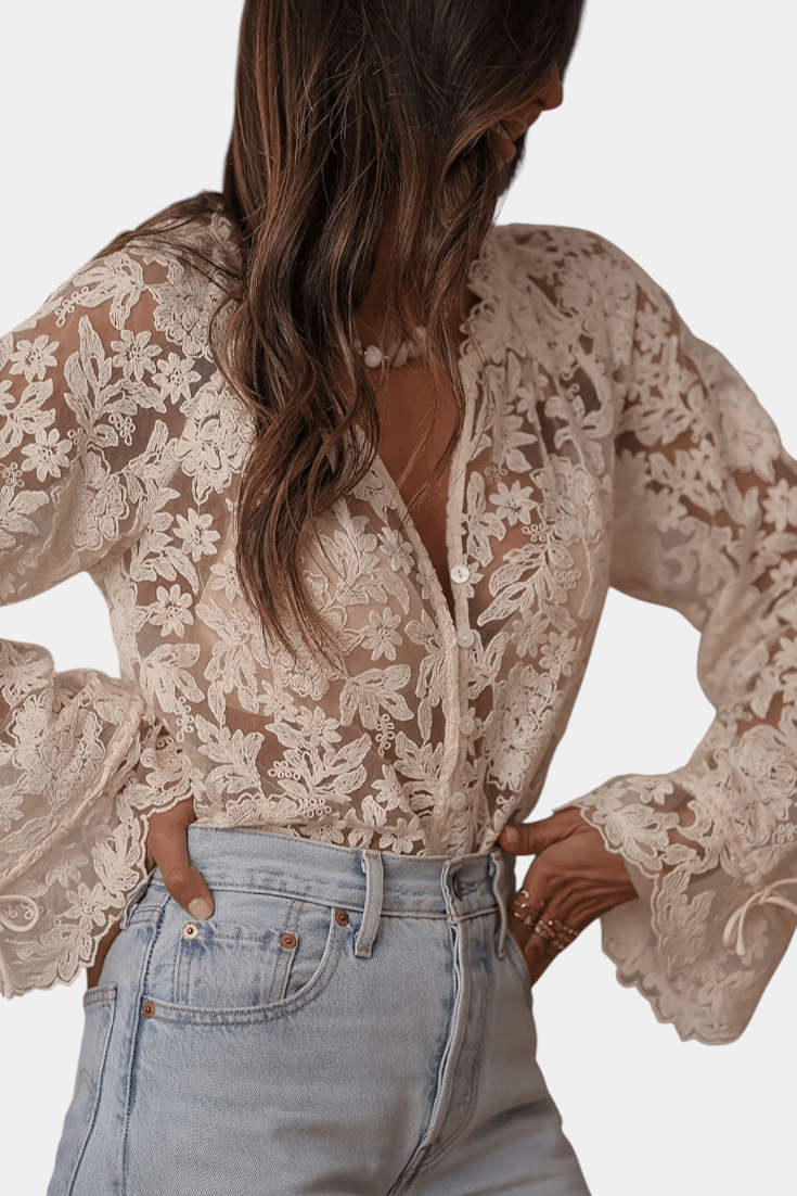 ANTONELLA | BLUSA TRANSPARENTE BORDADA - Aurea Montiel