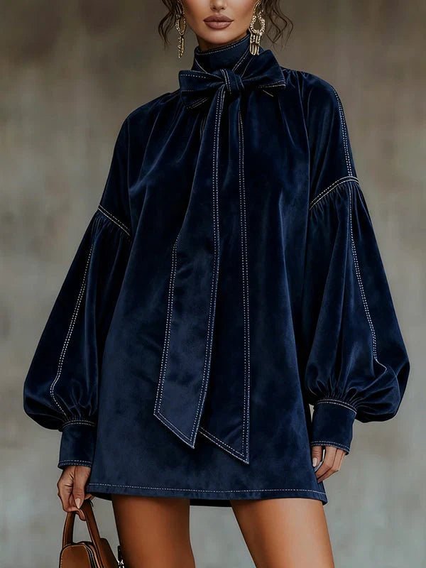 AURORA | VESTIDO DE ANTE CON LAZADA - Aurea Montiel