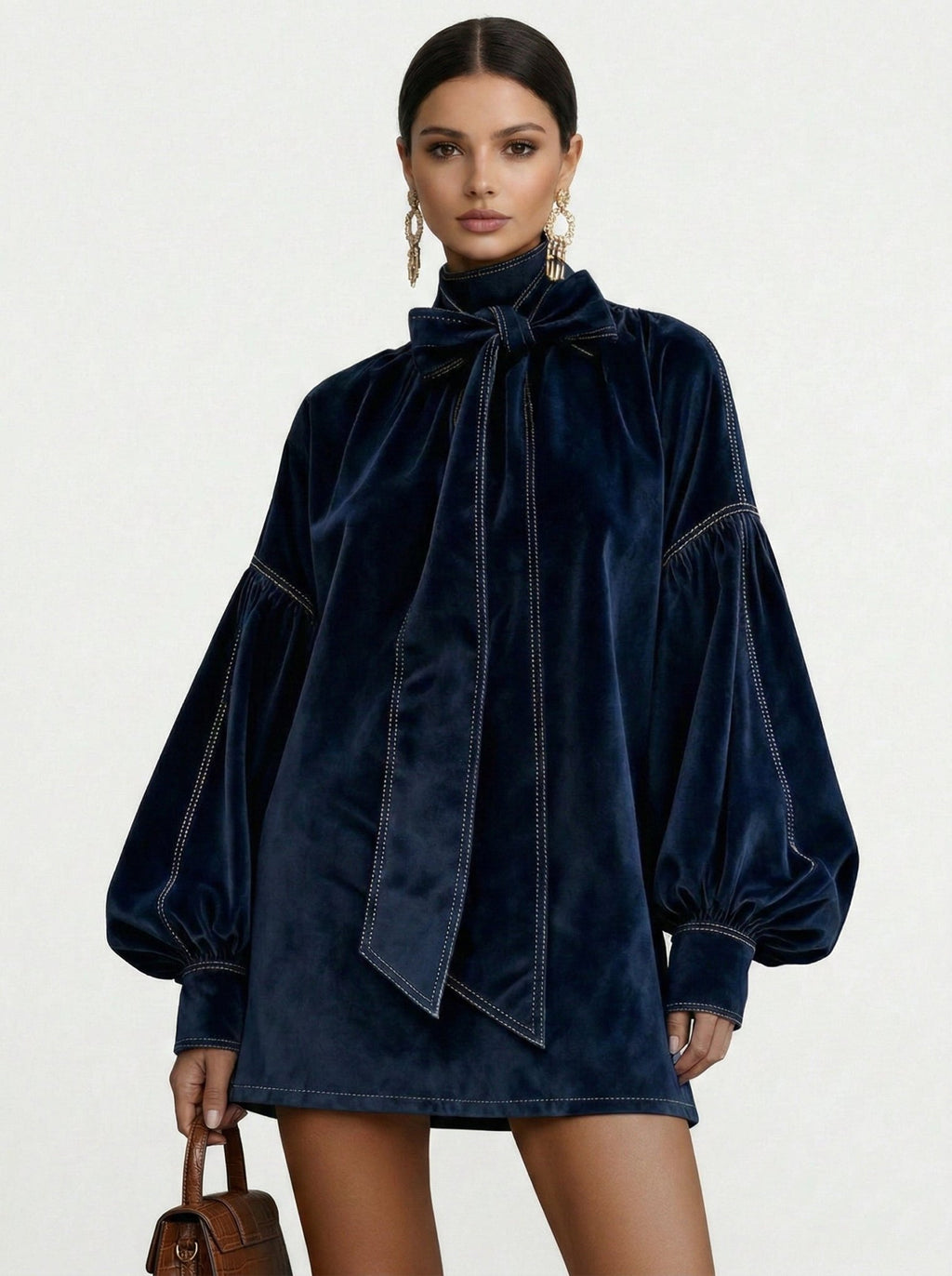 AURORA | VESTIDO DE ANTE CON LAZADA - Aurea Montiel