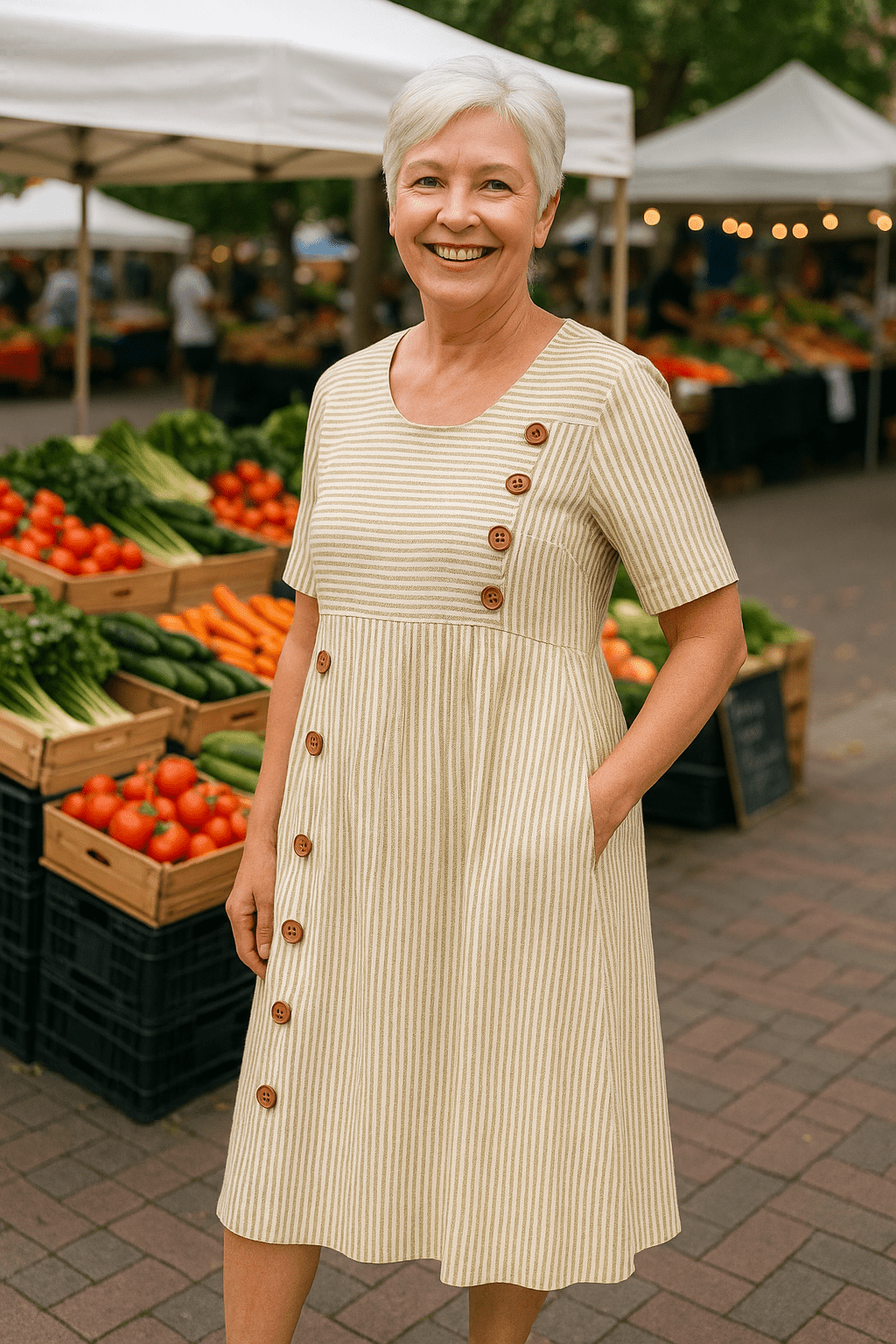 BAYAN | VESTIDO MIDI A RAYAS - Aurea Montiel