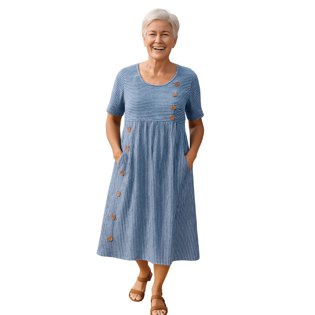 BAYAN | VESTIDO MIDI A RAYAS - Aurea Montiel