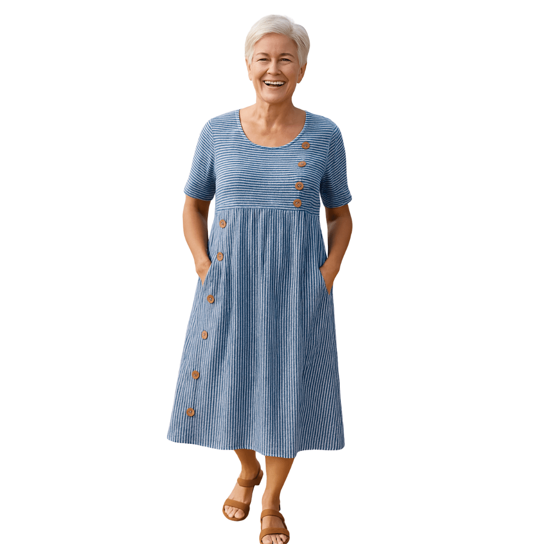 BAYAN | VESTIDO MIDI A RAYAS - Aurea Montiel