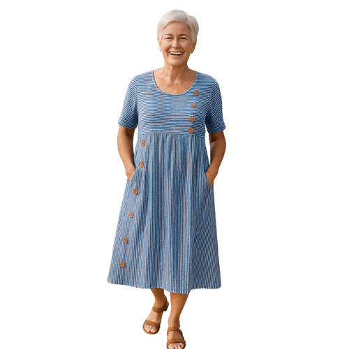 BAYAN | VESTIDO MIDI A RAYAS - Aurea Montiel