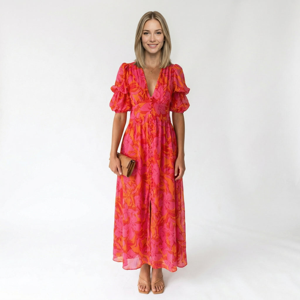 CARMINA | VESTIDO MAXI ESTAMPADO - Aurea Montiel
