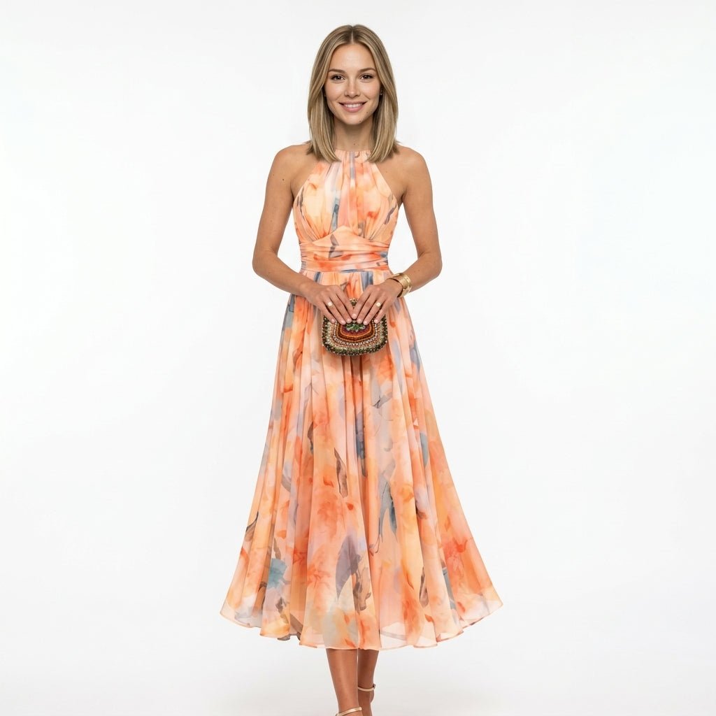 CECILIA | VESTIDO CON ESTAMPADO ACUARELA - Aurea Montiel