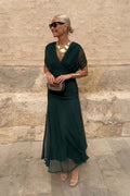 CORAL | VESTIDO CON ESCOTE V - Aurea Montiel