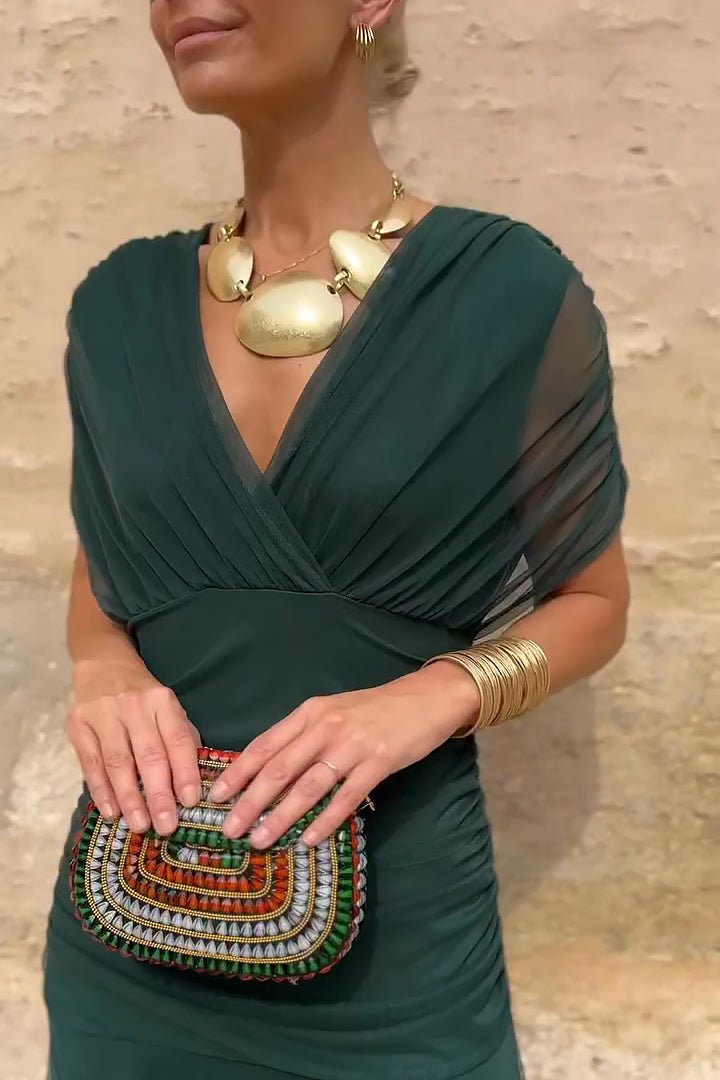 CORAL | VESTIDO CON ESCOTE V - Aurea Montiel