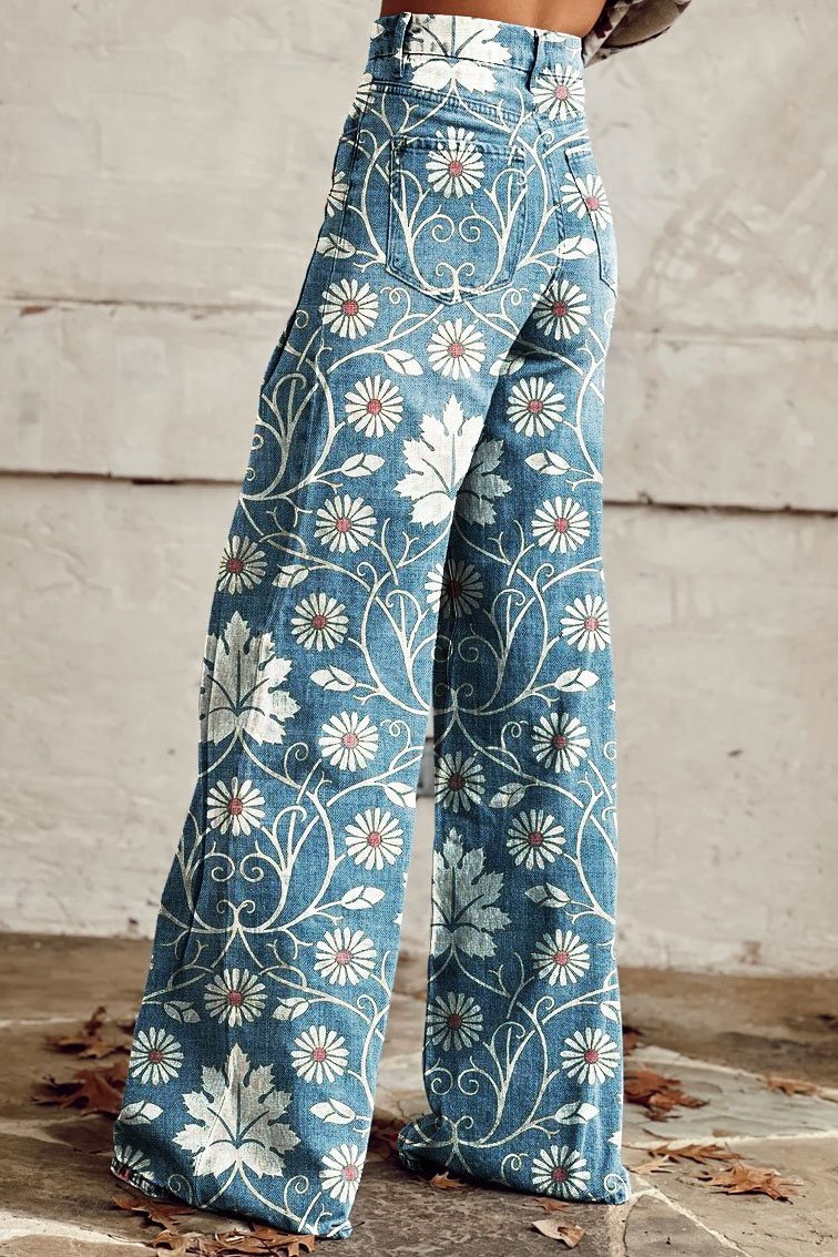 FLOR | PANTALONI CON STAMPA PRIMAVERILE