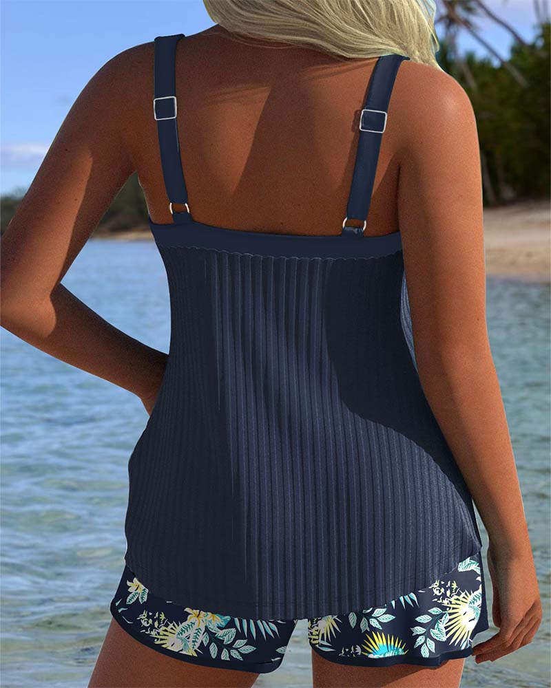 Lana - Tankini a righe con pantaloncini da spiaggia, due pezzi
