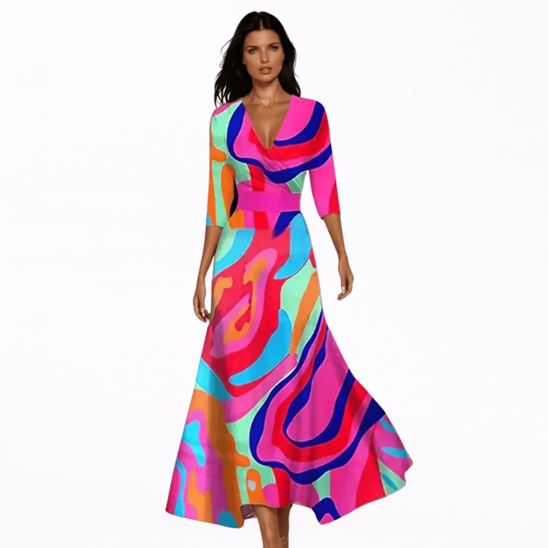 EMILIA | VESTIDO MAXI CON ESTAMPADO - Aurea Montiel